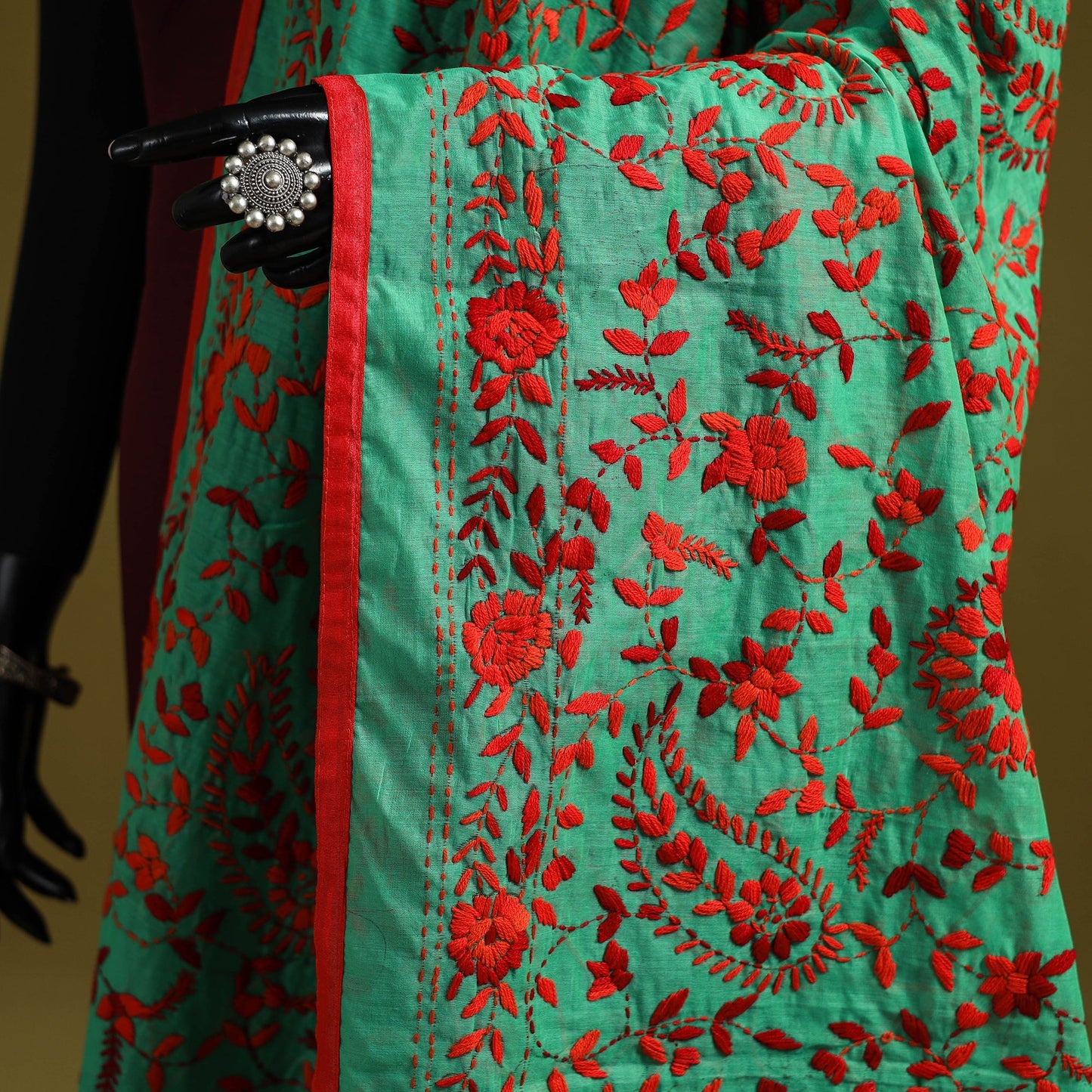 Ranihati chapa work chanderi silk hand embroidery dupatta