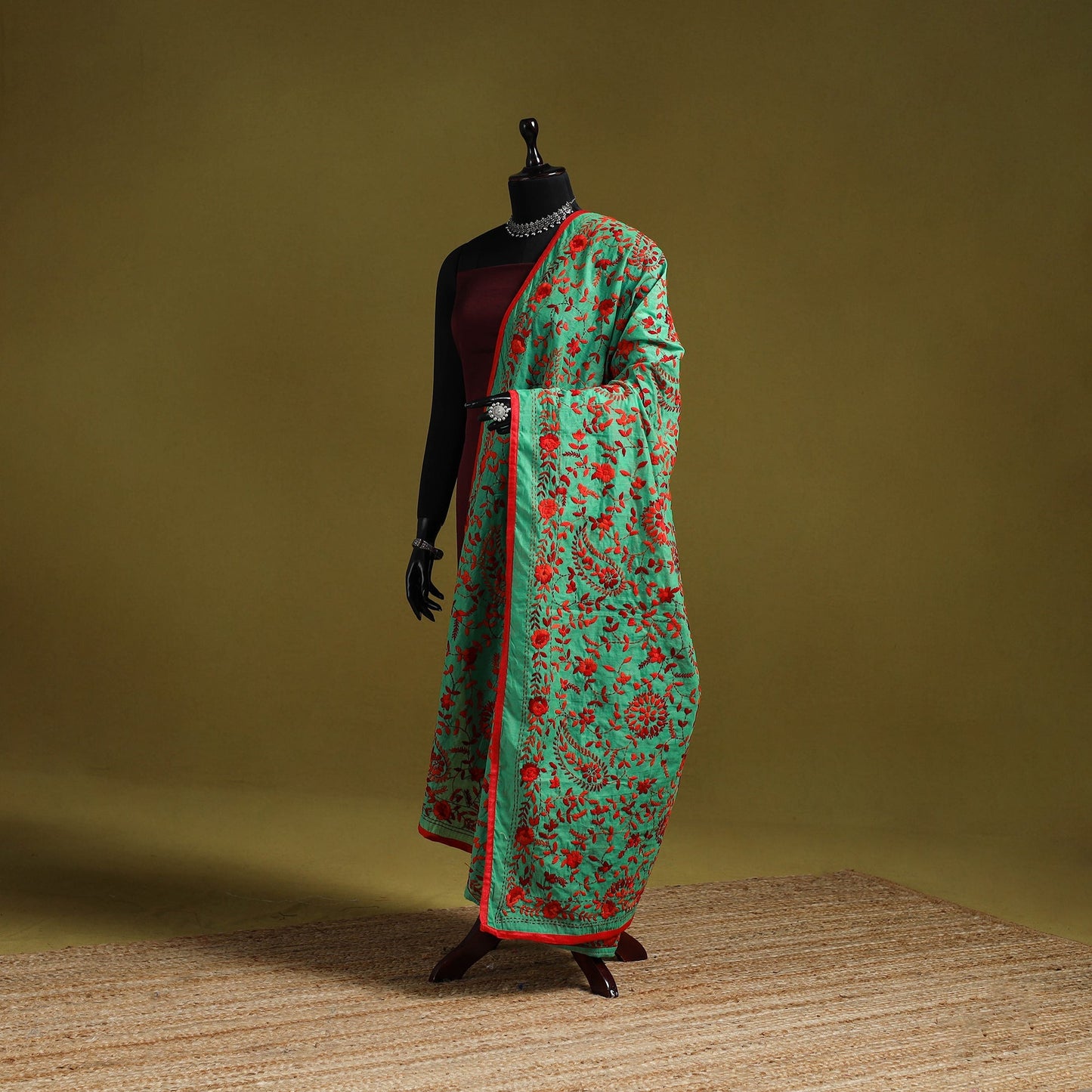 Ranihati chapa work chanderi silk hand embroidery dupatta