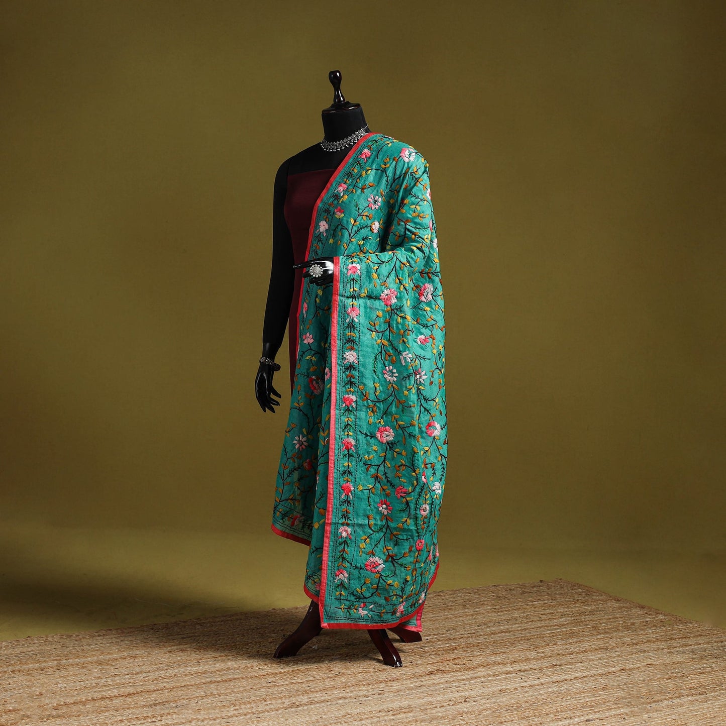 Ranihati chapa work chanderi silk hand embroidery dupatta