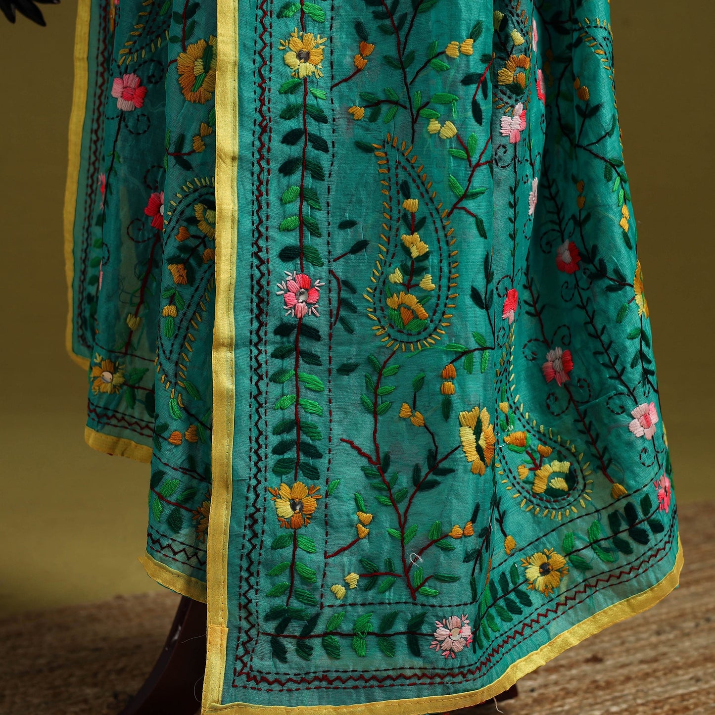 Ranihati chapa work chanderi silk hand embroidery dupatta