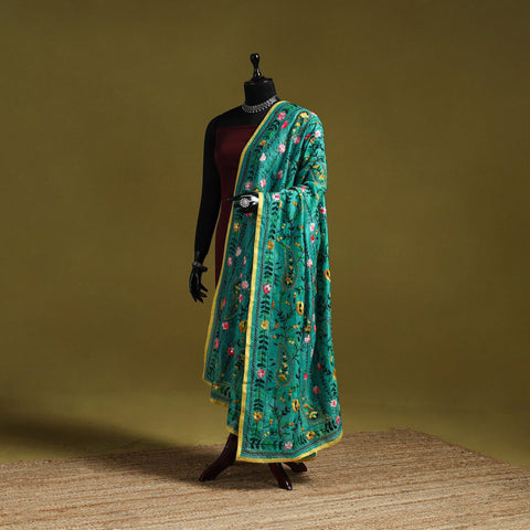 Ranihati chapa work chanderi silk hand embroidery dupatta