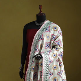 Ranihati chapa work chanderi silk hand embroidery dupatta