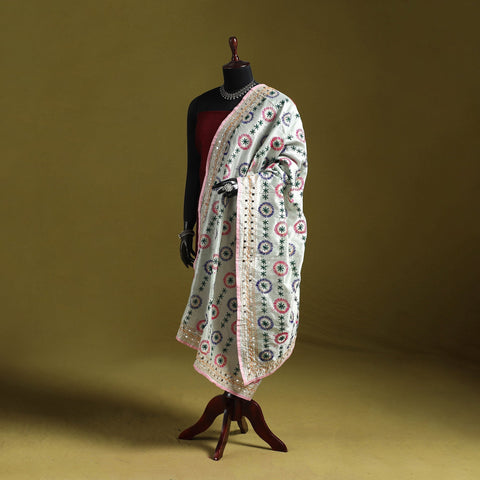 Ranihati chapa work chanderi silk hand embroidery dupatta