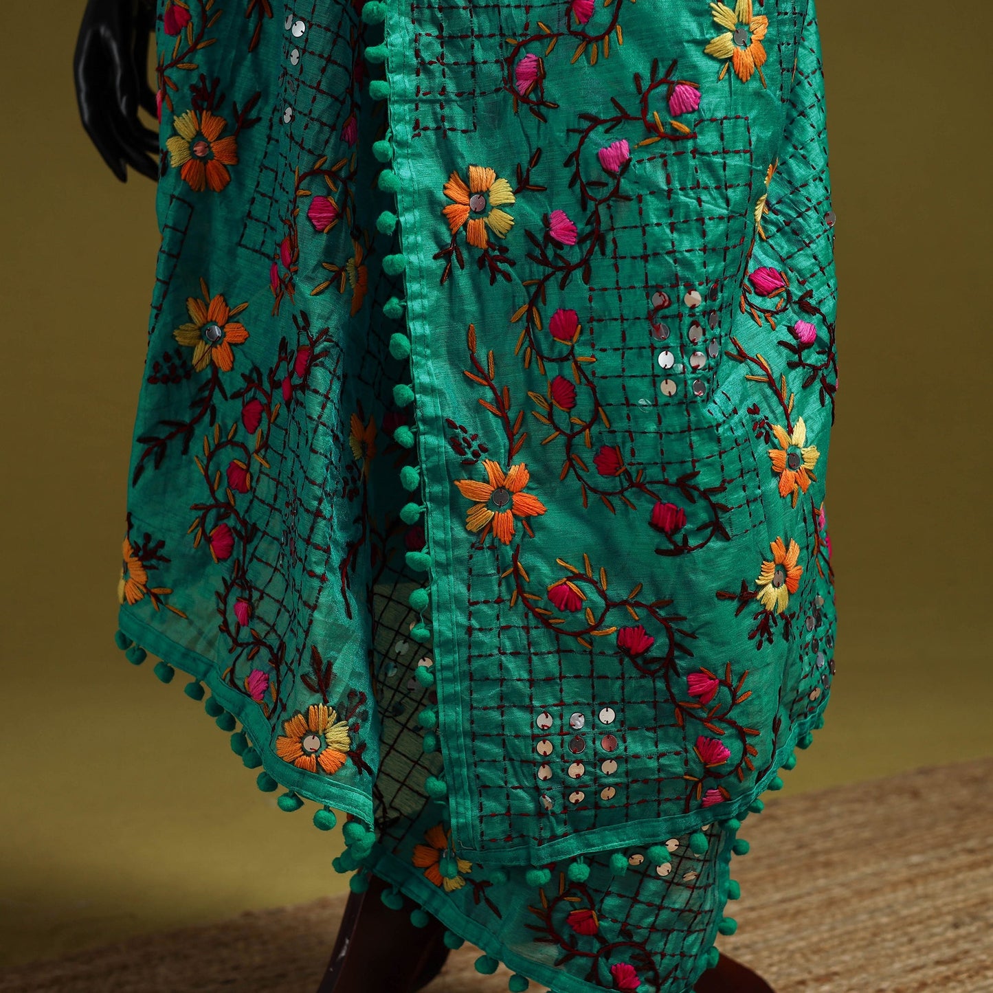 Ranihati chapa work chanderi silk hand embroidery dupatta