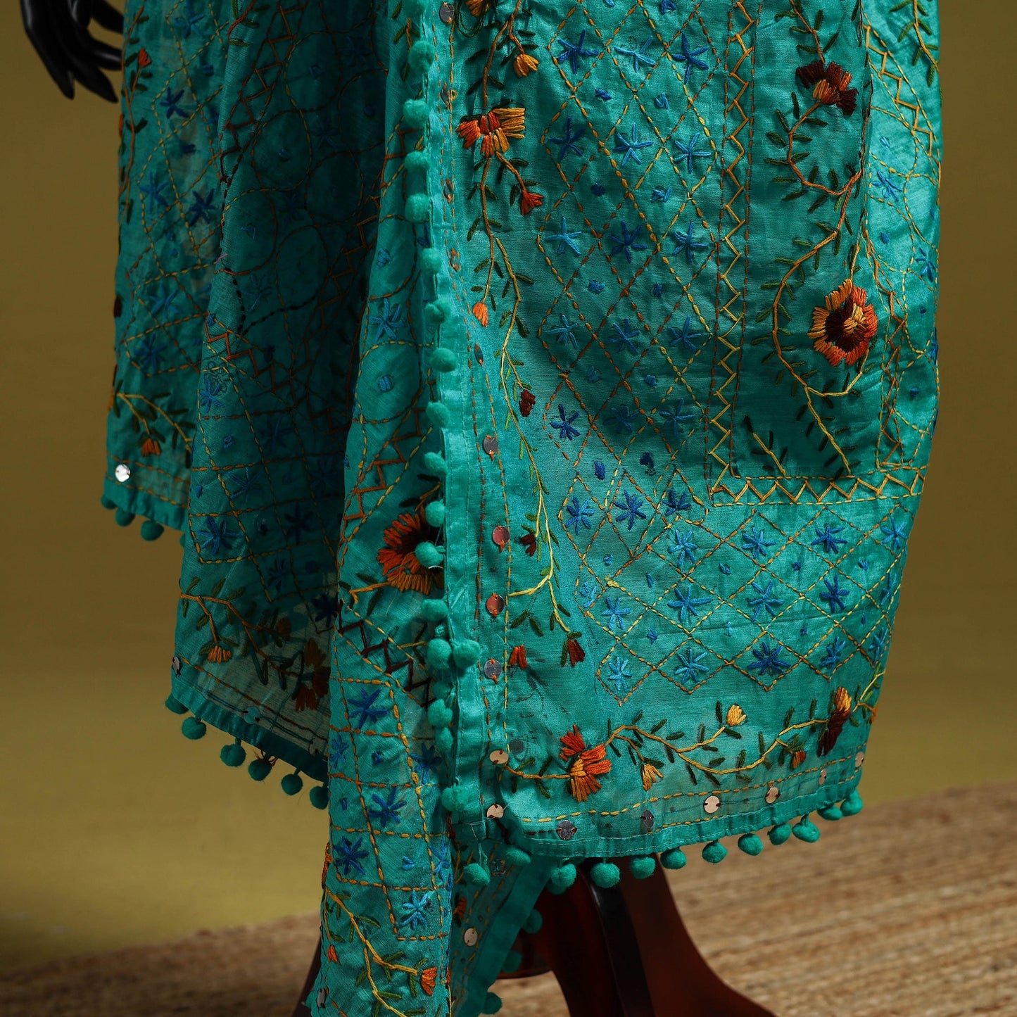 Ranihati chapa work chanderi silk hand embroidery dupatta