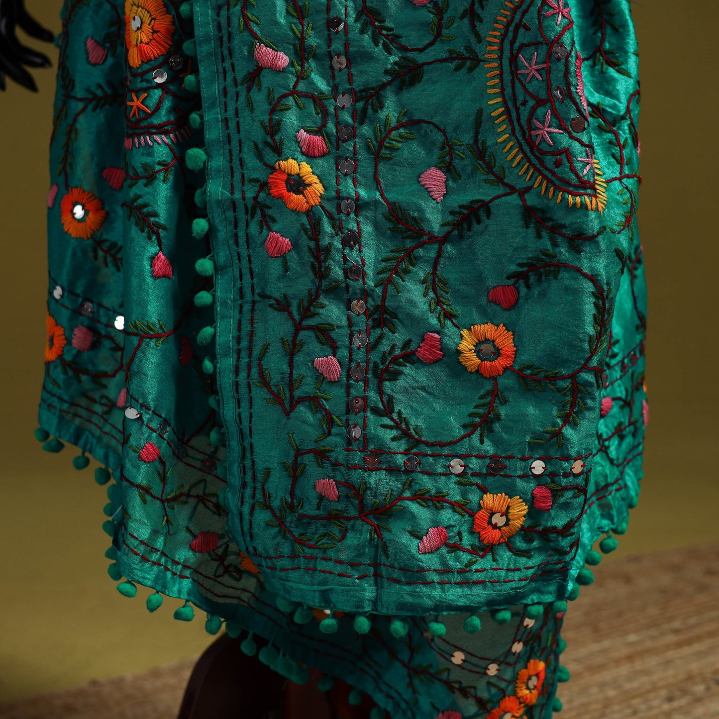 Ranihati chapa work chanderi silk hand embroidery dupatta