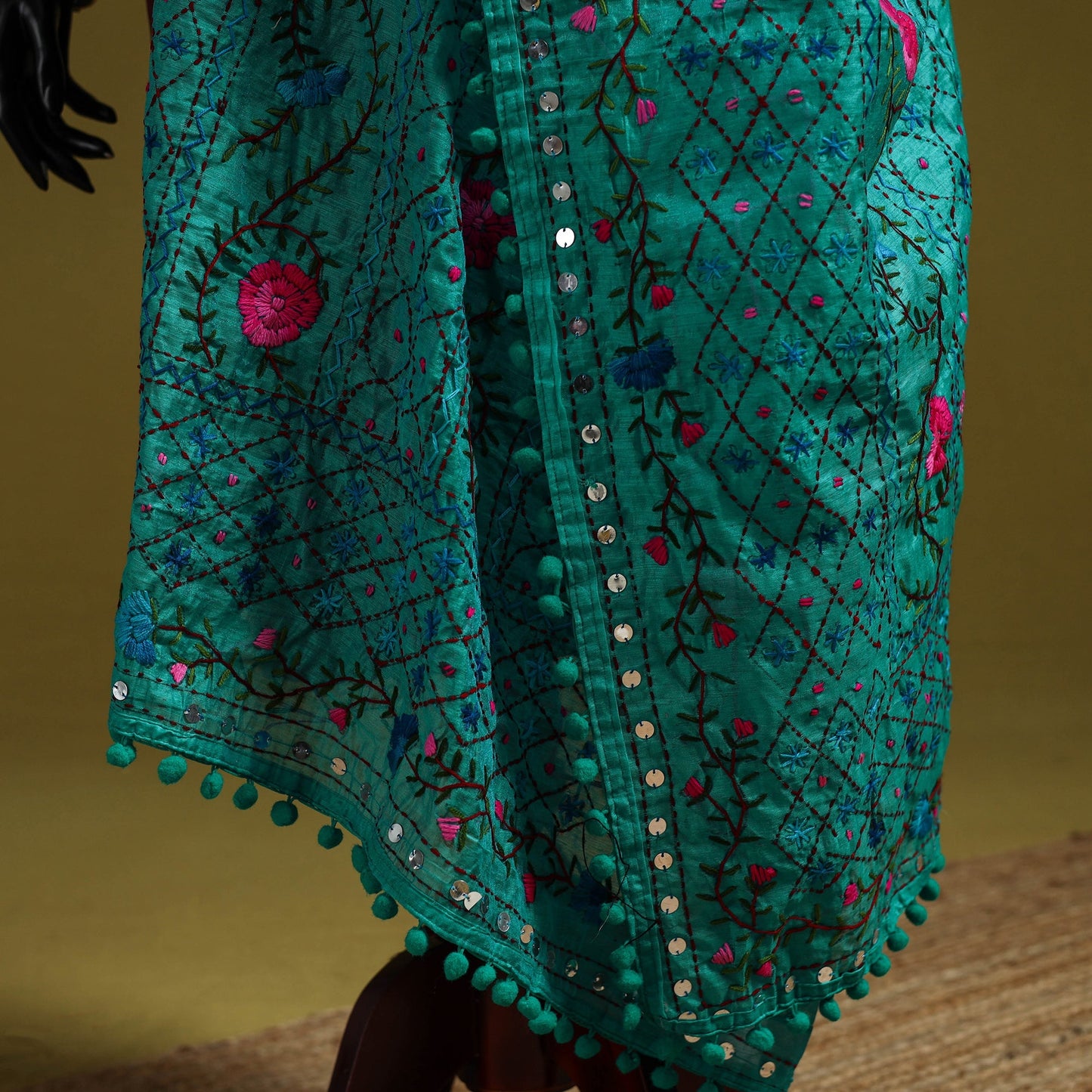 Ranihati chapa work chanderi silk hand embroidery dupatta