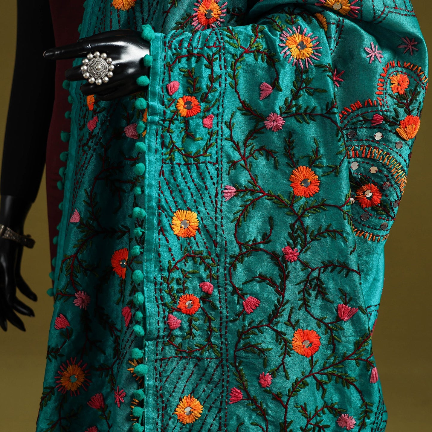 Ranihati chapa work chanderi silk hand embroidery dupatta