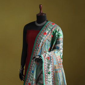 Ranihati madhubani chapa work chanderi silk hand embroidery