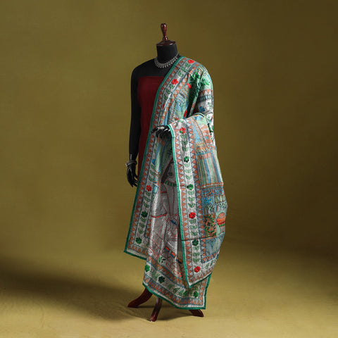 Ranihati madhubani chapa work chanderi silk hand embroidery