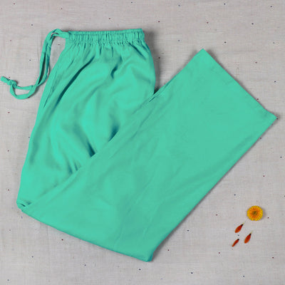 Green - rayon fabric plain palazzo pant - handcrafted