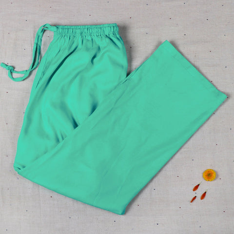Green - rayon fabric plain palazzo pant - handcrafted