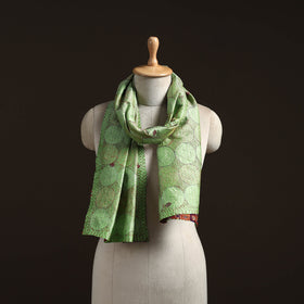 Green - reversible silk bengal hand kantha stitch stole 105