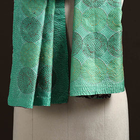 Green - reversible silk bengal hand kantha stitch stole 168