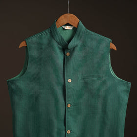Running stitch cotton men plain nehru jacket 15