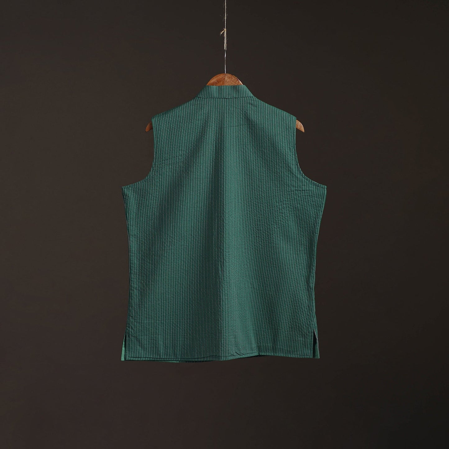Running stitch cotton men plain nehru jacket 15