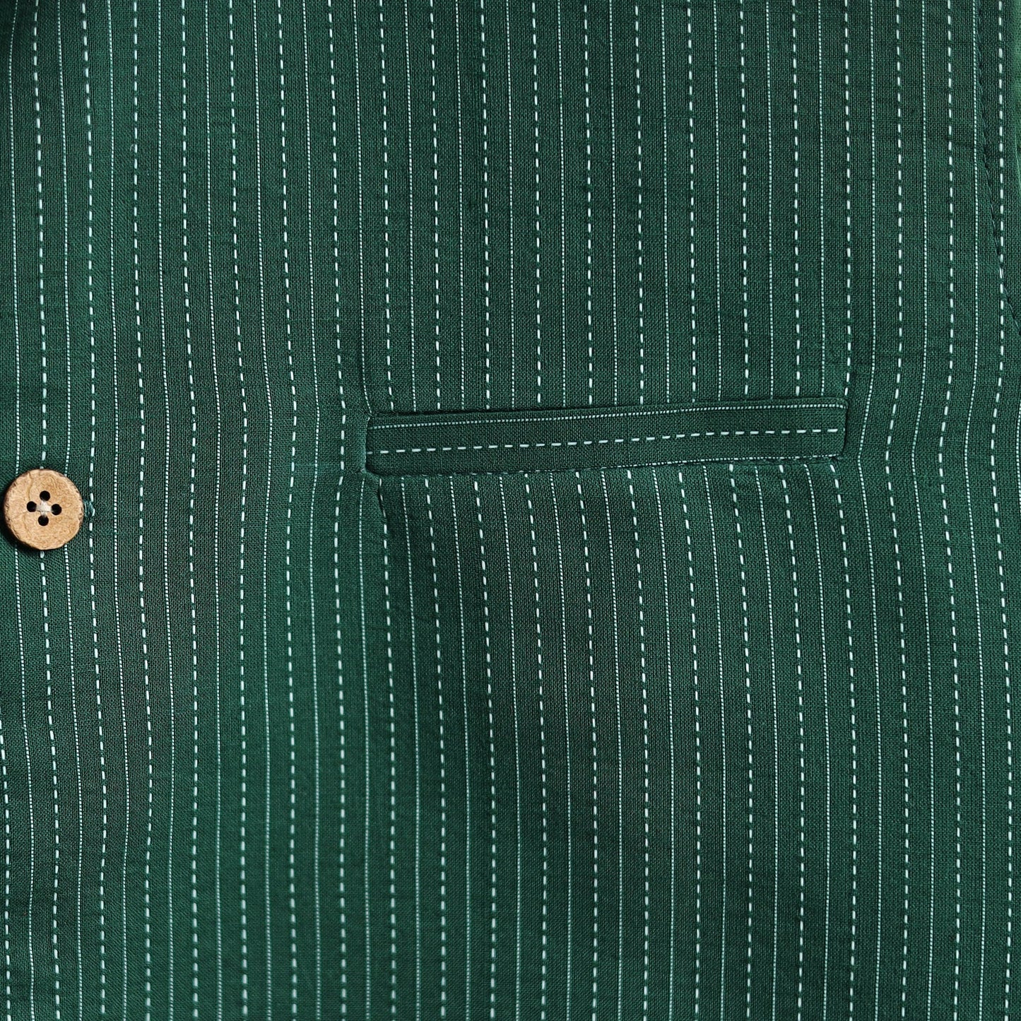 Running stitch cotton men plain nehru jacket 15