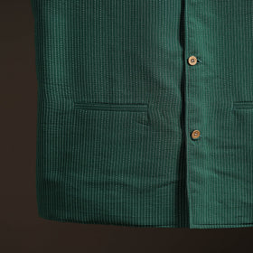 Running stitch cotton men plain nehru jacket 15