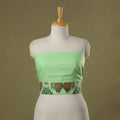Green Running Stitch Plain Cotton Blouse Piece