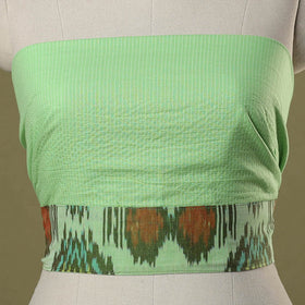 Green Running Stitch Plain Cotton Blouse Piece