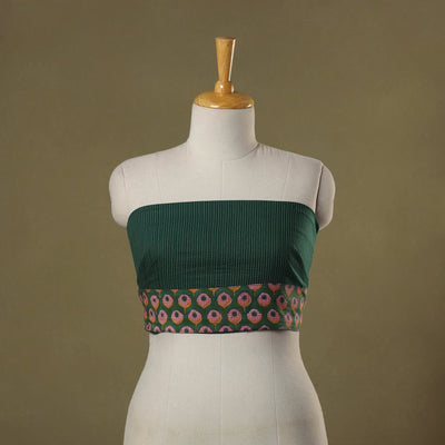 Green - running stitch plain cotton blouse piece 08