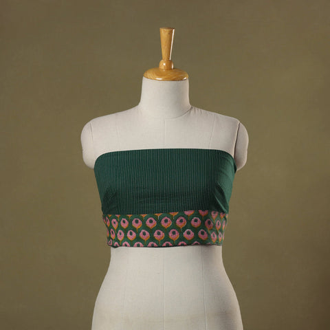 Green - running stitch plain cotton blouse piece 08