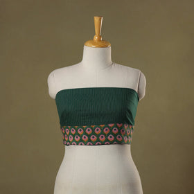 Green - running stitch plain cotton blouse piece 08