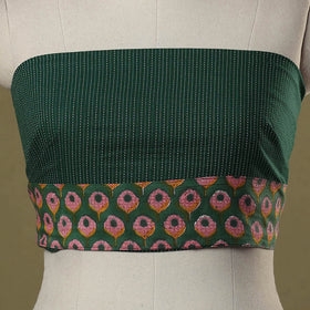 Green - running stitch plain cotton blouse piece 08