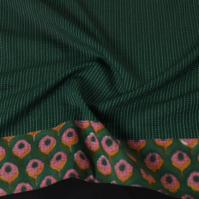 Green - running stitch plain cotton blouse piece 08