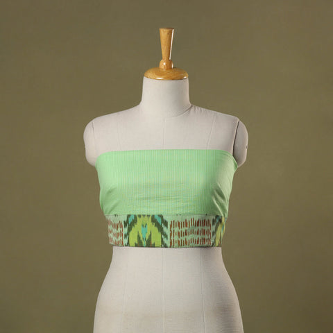 Green Running Stitch Plain Cotton Blouse Piece