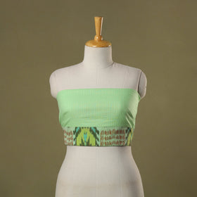 Green Running Stitch Plain Cotton Blouse Piece