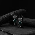 Green - saanjh bela bird-flower oxidised earrings