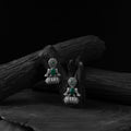 Green - saanjh bela bird oxidised earrings - handcrafted