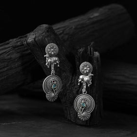 Green - saanjh bela bloom & nandi oxidised earrings