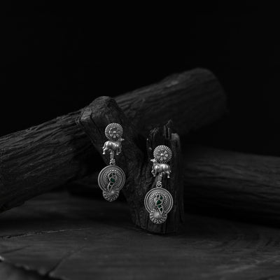 Green - saanjh bela bloom & nandi oxidised earrings