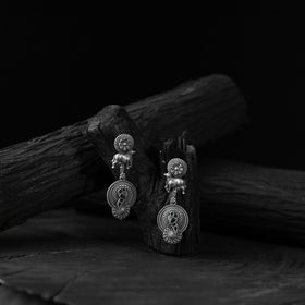 Green - saanjh bela bloom & nandi oxidised earrings