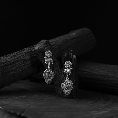 Green - saanjh bela bloom & nandi oxidised earrings