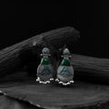 Green - saanjh bela blossom oxidised earrings - handcrafted