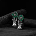 Green - saanjh bela blossom oxidised jhumka earrings