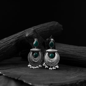 Green - saanjh bela chand-matsya oxidised earrings