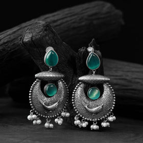 Green - saanjh bela chand-matsya oxidised earrings
