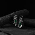 Green - saanjh bela cuckoo oxidised earrings - handcrafted