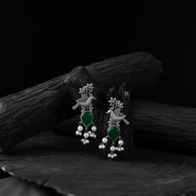 Green - saanjh bela cuckoo oxidised earrings - handcrafted