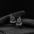 Green - saanjh bela deer oxidised earrings - handcrafted