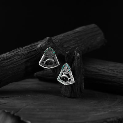 Green - saanjh bela dolphin oxidised earrings - handcrafted