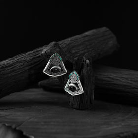 Green - saanjh bela dolphin oxidised earrings - handcrafted