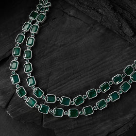 Green - saanjh bela double layered oxidised necklace set