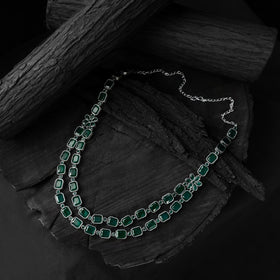 Green - saanjh bela double layered oxidised necklace set