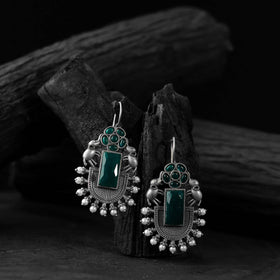 Green - saanjh bela elephant flower oxidised earrings
