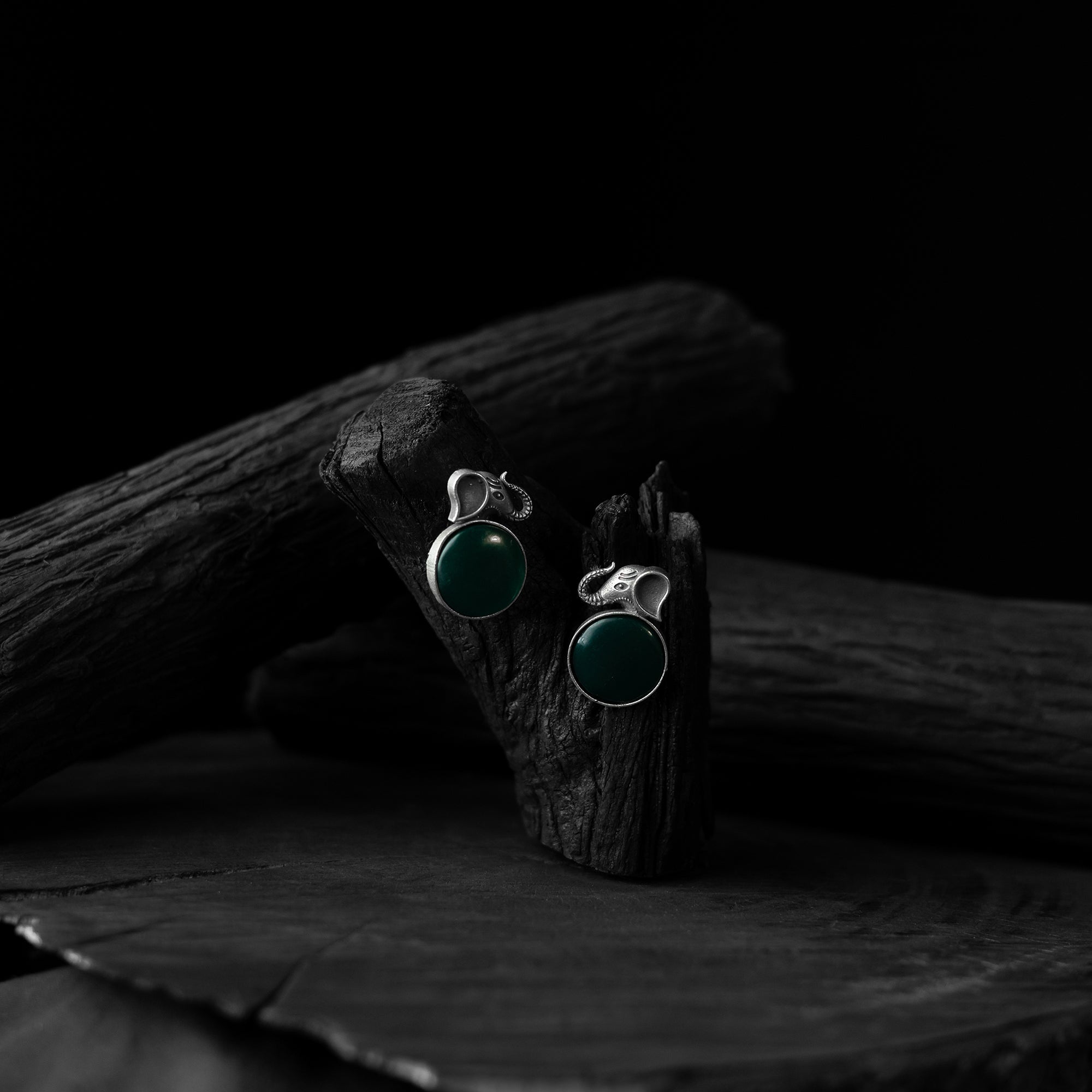Black - Saanjh Bela Flower Oxidised Drop Earrings